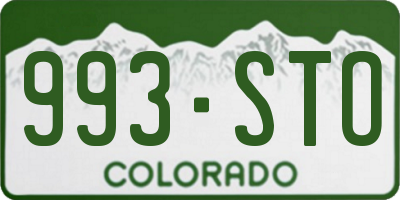 CO license plate 993STO