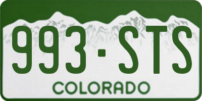 CO license plate 993STS