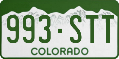 CO license plate 993STT