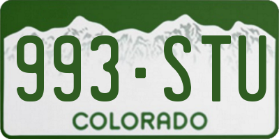 CO license plate 993STU