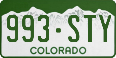 CO license plate 993STY