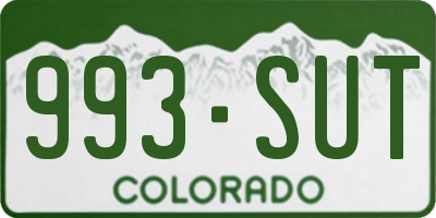 CO license plate 993SUT