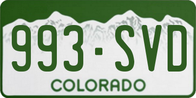 CO license plate 993SVD