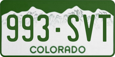 CO license plate 993SVT