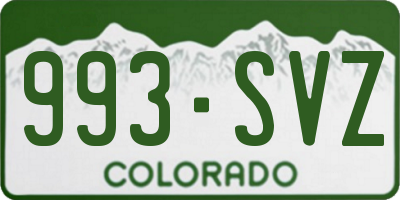 CO license plate 993SVZ