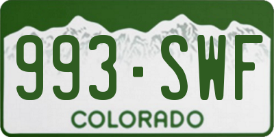 CO license plate 993SWF