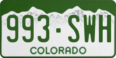 CO license plate 993SWH