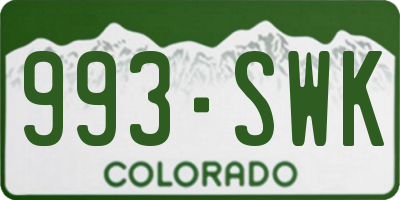 CO license plate 993SWK
