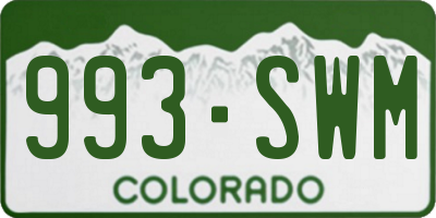 CO license plate 993SWM