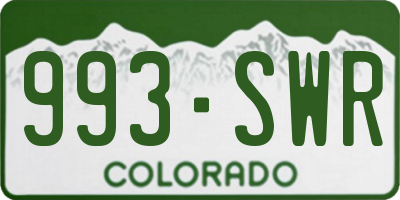 CO license plate 993SWR