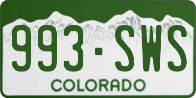 CO license plate 993SWS