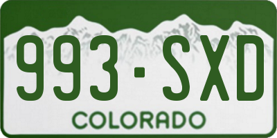 CO license plate 993SXD