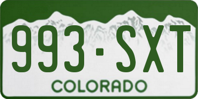 CO license plate 993SXT