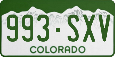 CO license plate 993SXV