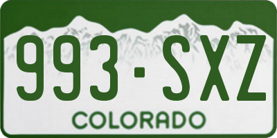 CO license plate 993SXZ