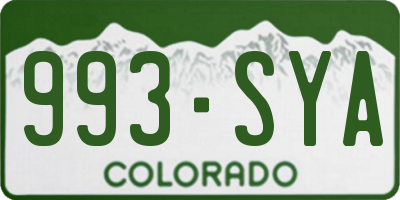 CO license plate 993SYA
