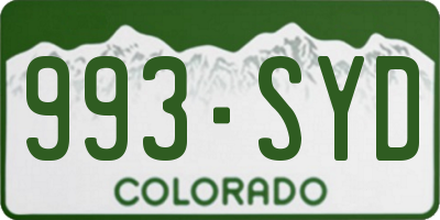 CO license plate 993SYD