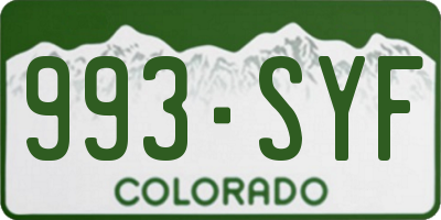 CO license plate 993SYF