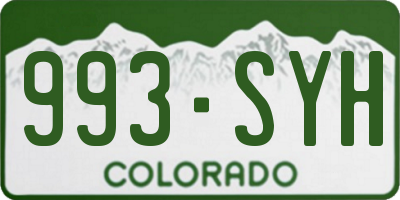CO license plate 993SYH