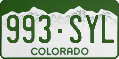 CO license plate 993SYL
