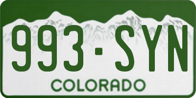 CO license plate 993SYN