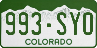 CO license plate 993SYO