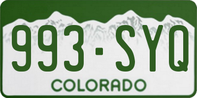 CO license plate 993SYQ