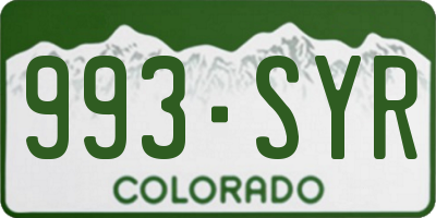 CO license plate 993SYR