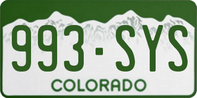 CO license plate 993SYS