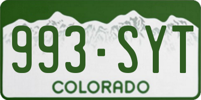 CO license plate 993SYT