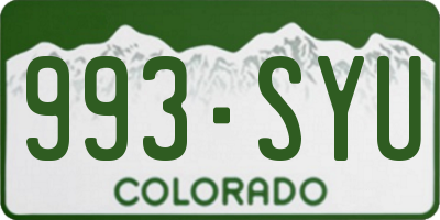 CO license plate 993SYU