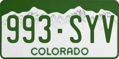 CO license plate 993SYV