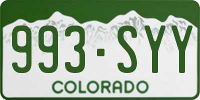 CO license plate 993SYY