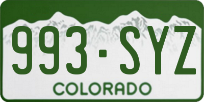 CO license plate 993SYZ