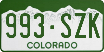 CO license plate 993SZK