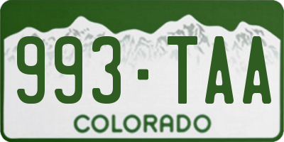 CO license plate 993TAA