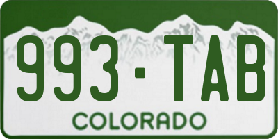 CO license plate 993TAB