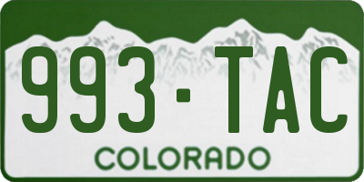 CO license plate 993TAC