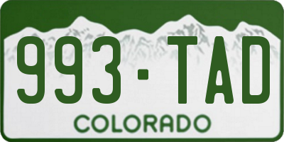CO license plate 993TAD