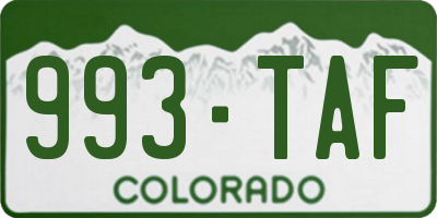 CO license plate 993TAF