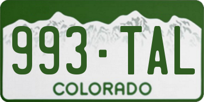 CO license plate 993TAL