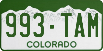 CO license plate 993TAM