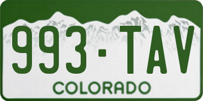 CO license plate 993TAV