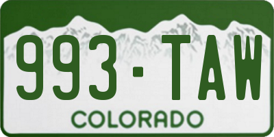 CO license plate 993TAW