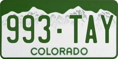 CO license plate 993TAY