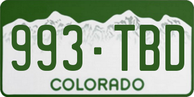 CO license plate 993TBD