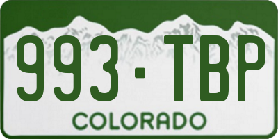 CO license plate 993TBP