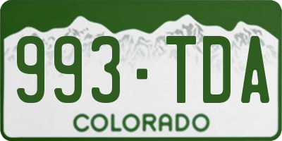 CO license plate 993TDA