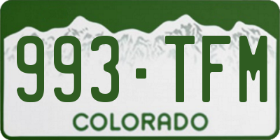 CO license plate 993TFM