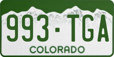 CO license plate 993TGA
